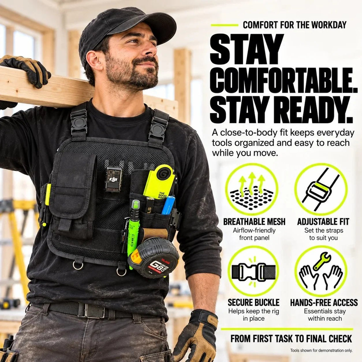 ๐ ๏ธ Hands-Free Multi-Pocket Chest Tool Organizer โ Keep Every Essential Within Reach