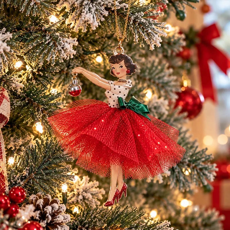 Vintage Christmas Lady Ornaments β 1950s-Inspired Holiday Charm π