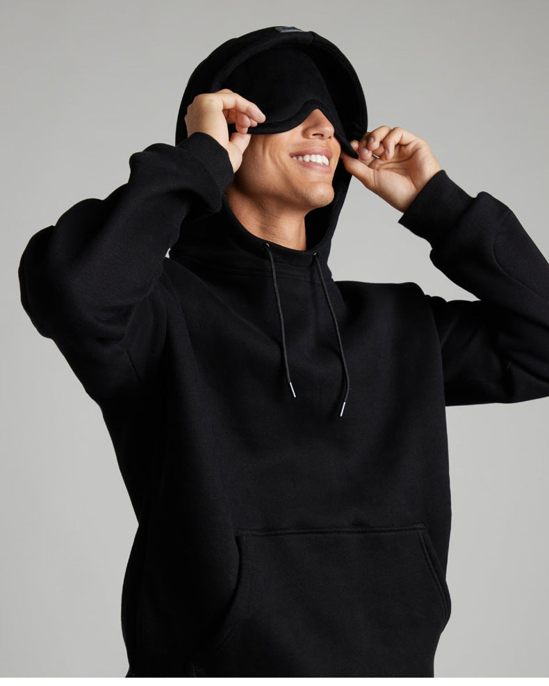 π Travel Sweatshirt Hoodie with Built-in Sleep Mask