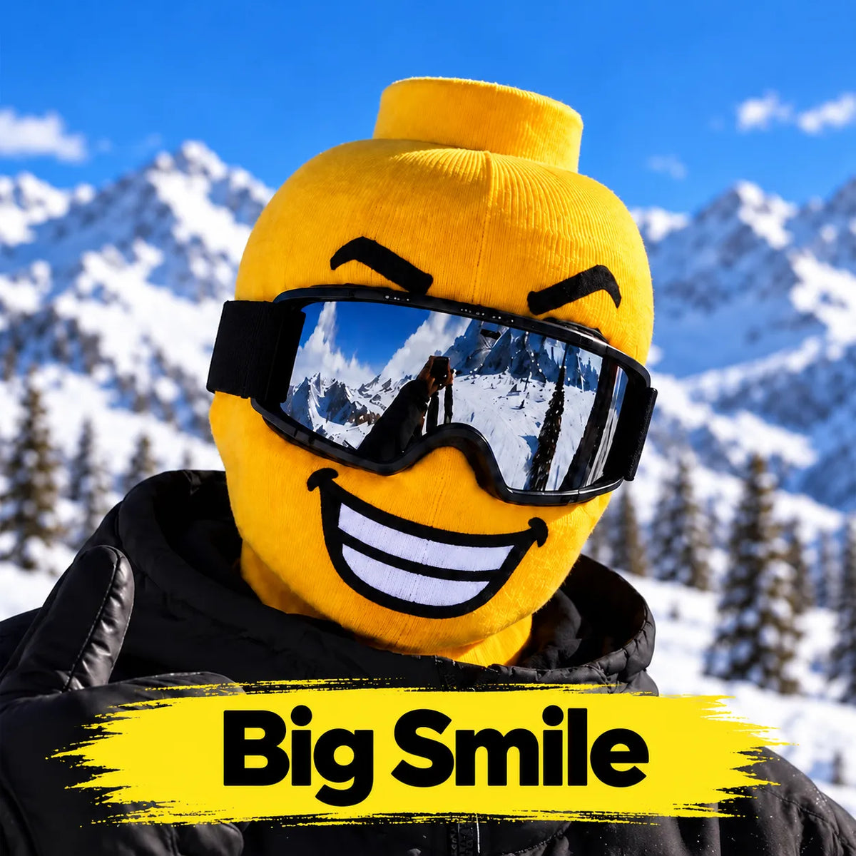 ๐ Funny Yellow Ski Mask โ Knit Balaclava with 4 Playful Faces โ๏ธ