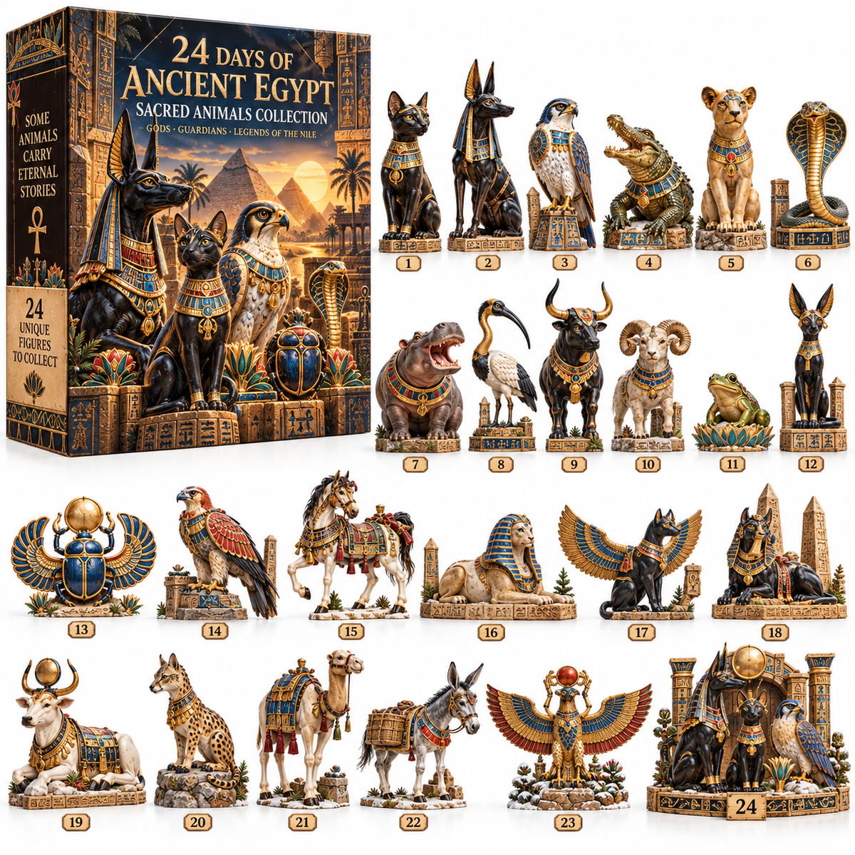 🐈⬛🏺24 Days of Ancient Egypt – Sacred Animals & Guardians Collection ✨