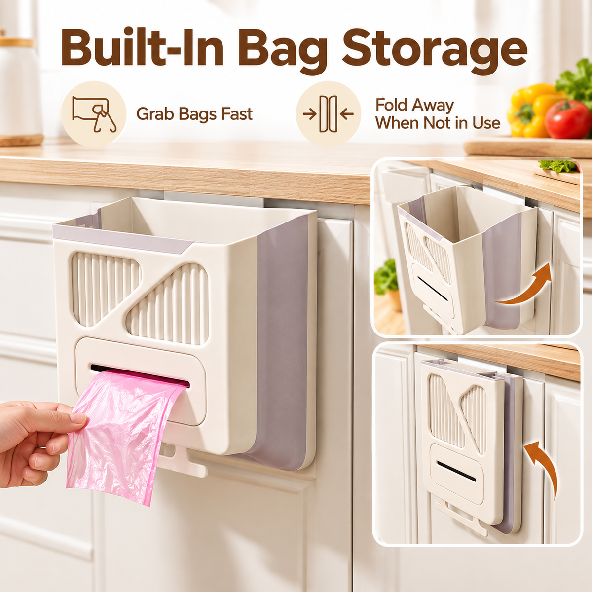 Hanging Kitchen Trash Can for Cabinet Door