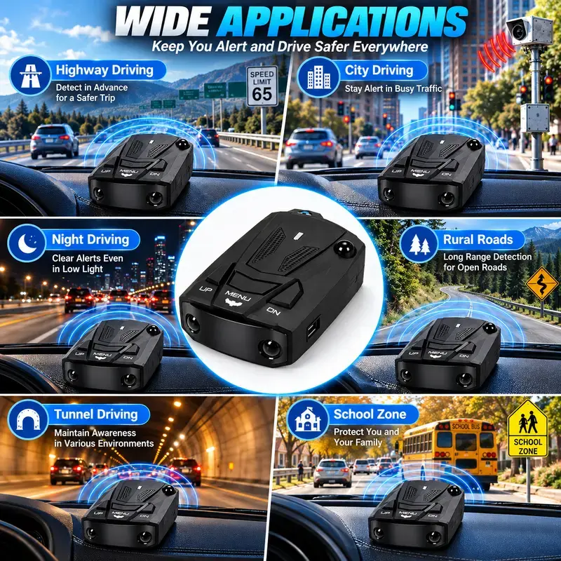 πV7 Multi-Band Radar Alert Detector β Voice & LED Alerts with City/Highway Modes