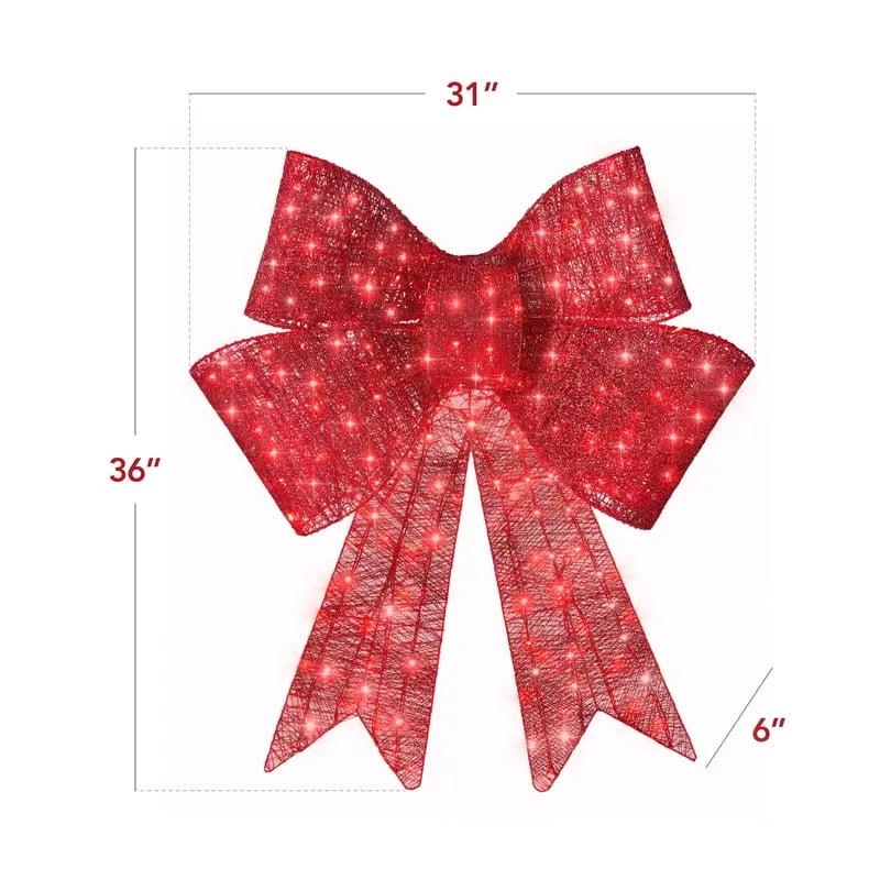 π 24β³β48β³ Giant Lighted Christmas Bow β Red LED Outdoor Decoration with 8 Modes & Timer