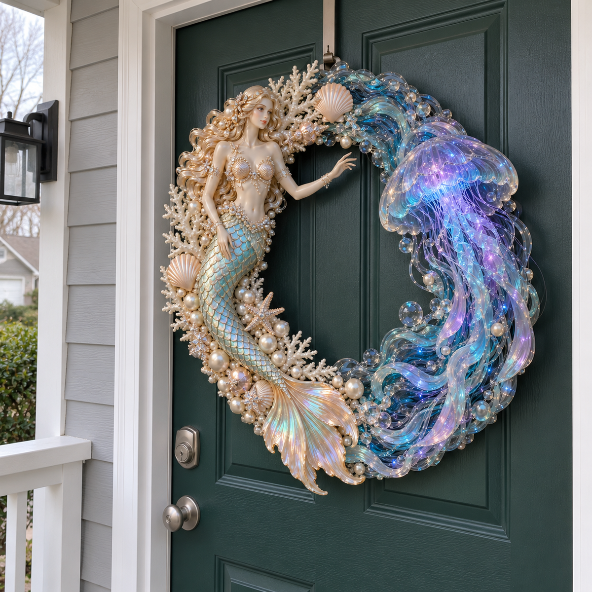 🔥Last Day 50% OFF -🧜♀️ Enchanted Mermaid & Glowing Jellyfish Wreath | Bring Ocean Magic Home