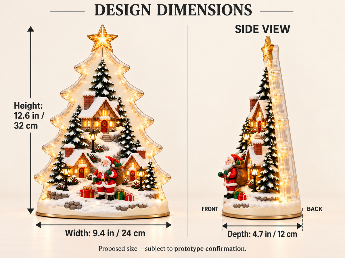 🎄 Santa’s Christmas Village Light – Glowing Tree Tabletop Decor