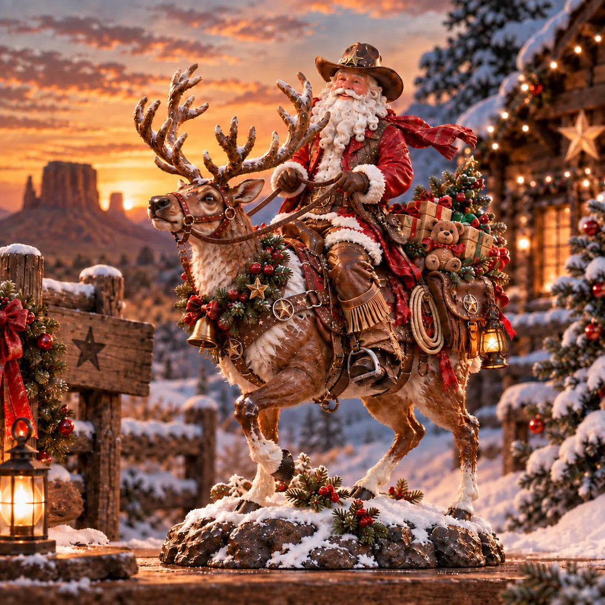 🤠 Western Cowboy Santa Christmas Figurine