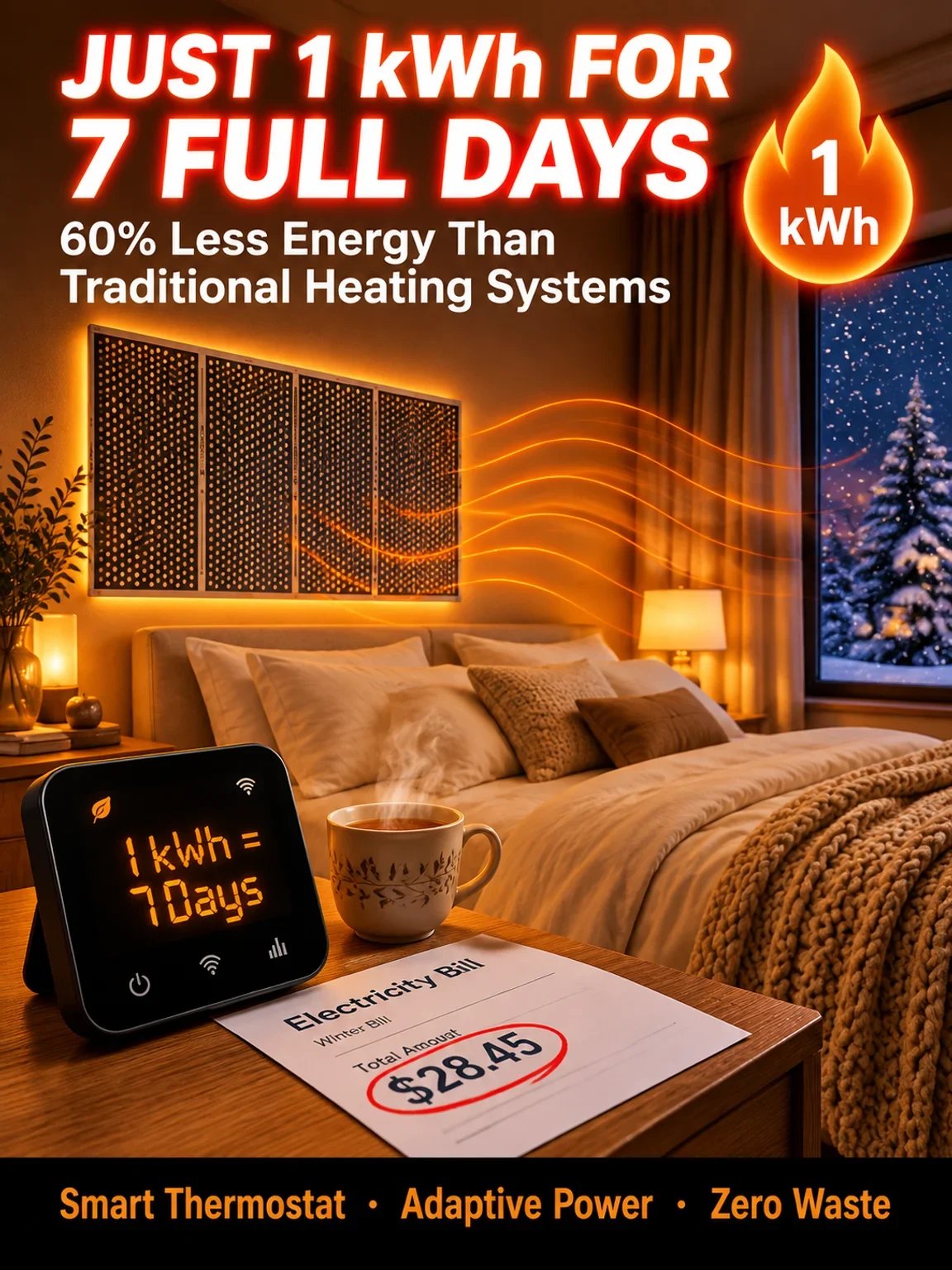 Ultra-Thin Graphene Infrared Wall Heater | 3s Rapid Heating | A+++ Energy Saving | Drill-Free ☀️