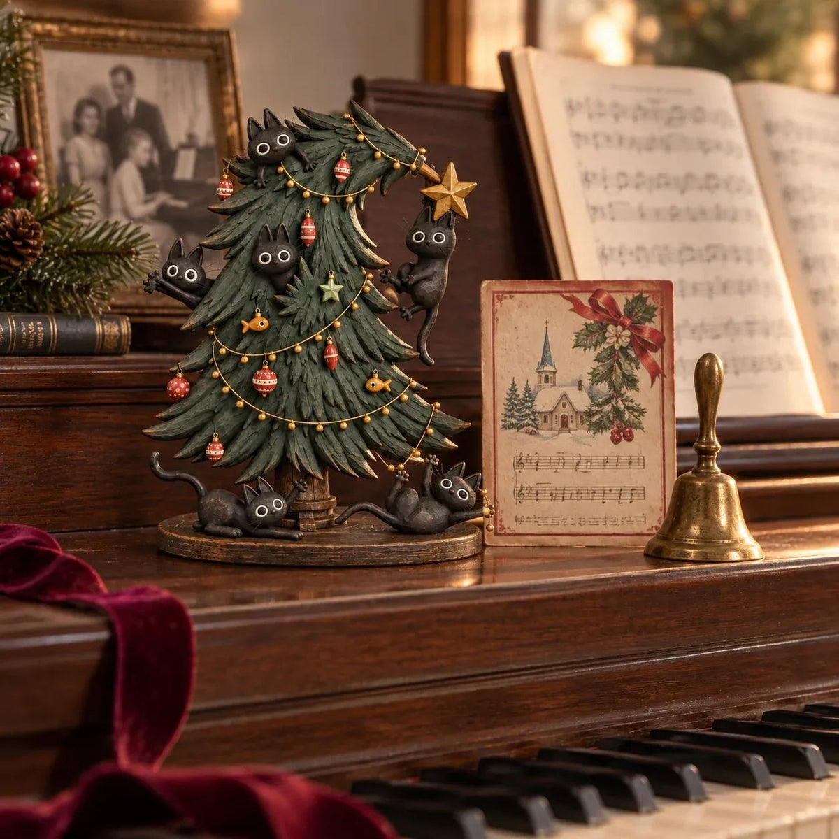 ๐๐ฑ Cute Black Cat Christmas Tree Decor