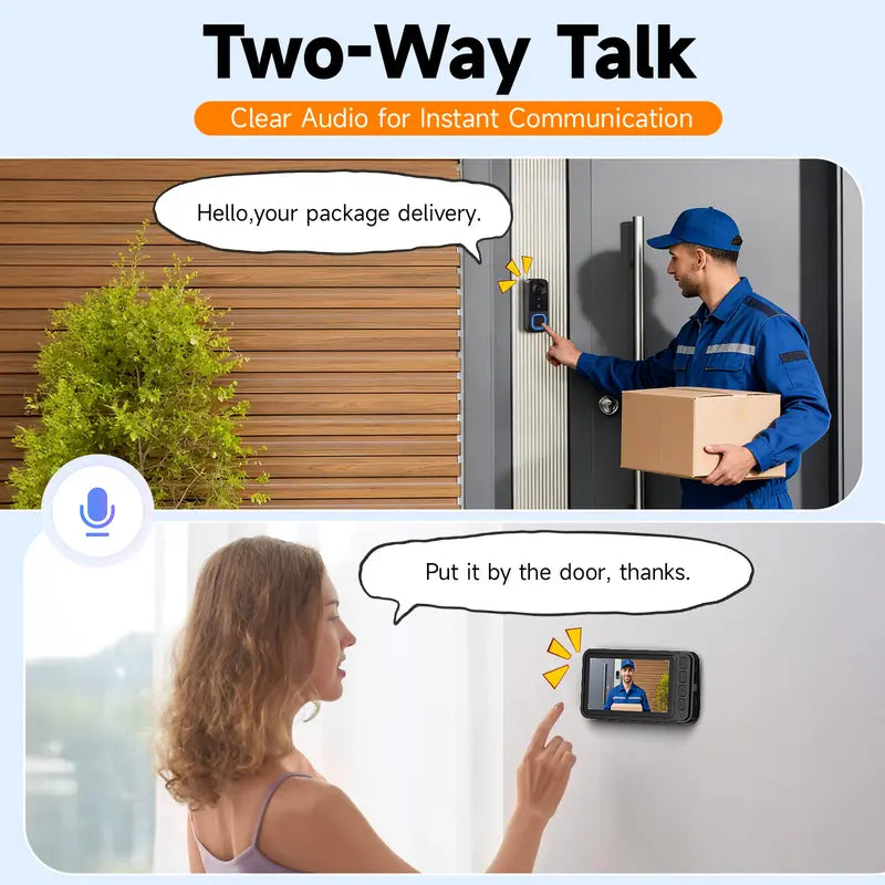 π 1080P Wireless Video Doorbell with Monitor β No WiFi, No App, No Subscription