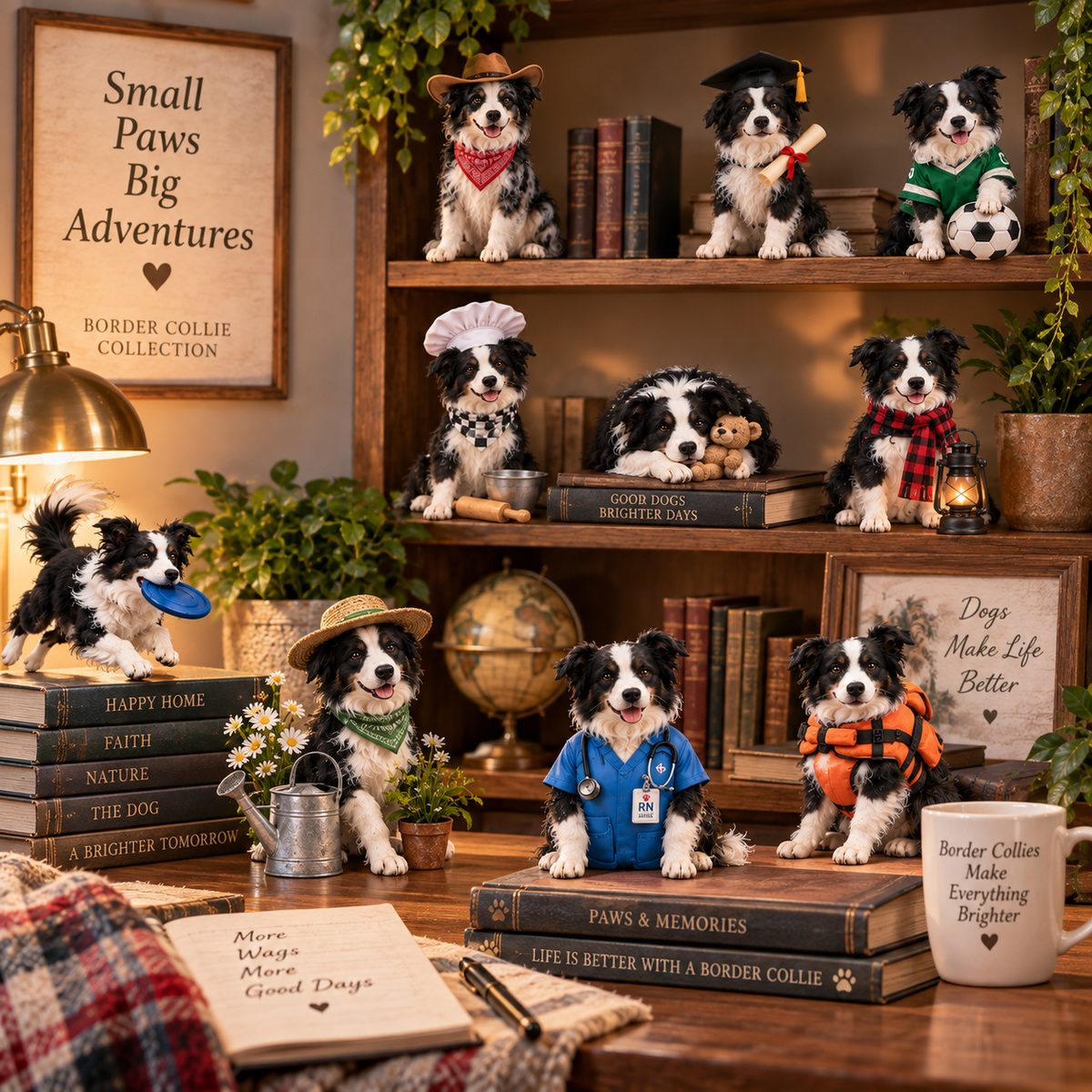 24 Days of Border Collie โ 24 Unique Dog Figurines | Christmas Collectible Gift Set