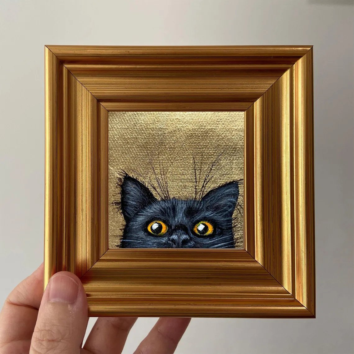 🔥LAST DAY 49% OFF 🐈⬛✨Black Cat Gold Leaf Miniature Painting