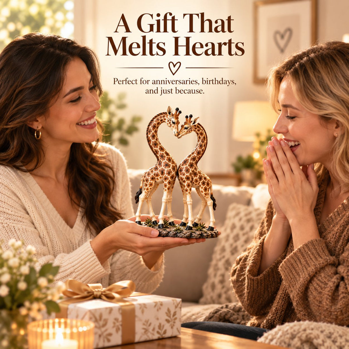 ๐๐Better Together โ Giraffe Heart Sculpture ๐ฆโก๐ฆ