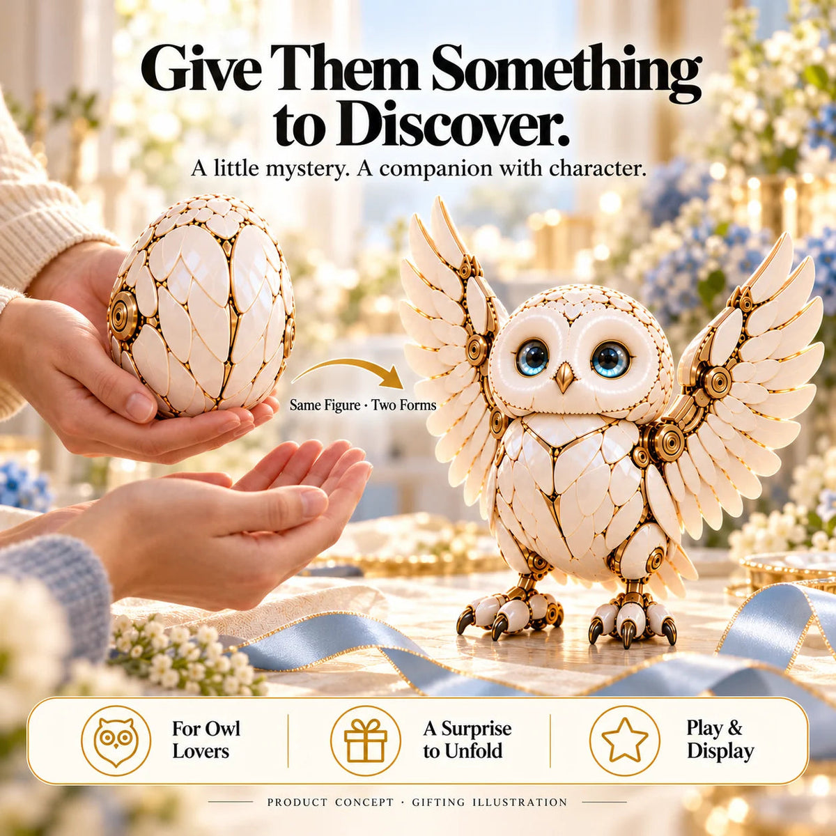 🦉🥚 🔥2-in-1 Transforming Mechanical Owl Egg – Snowy Owl Collectible Figure✨
