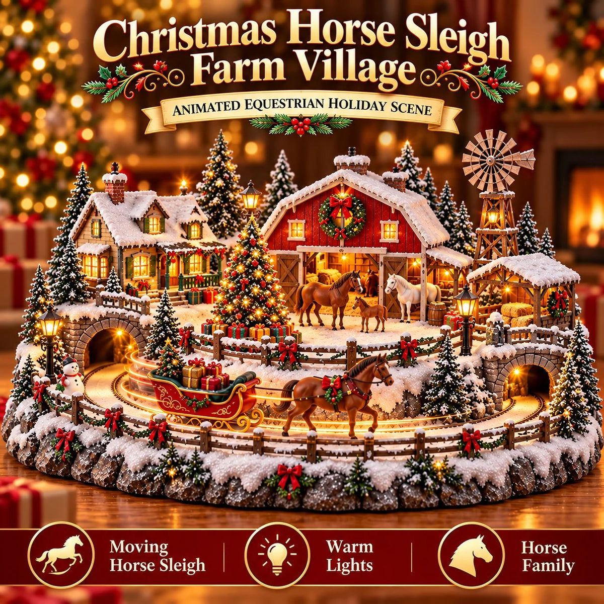 ๐ฎ Highland Cow Christmas Farm Village โ Lighted Farmhouse Holiday Scene