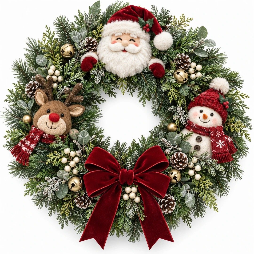 🎄 LAST DAY 50% OFF – Christmas Character Wreath with Santa, Reindeer & Snowman🎅🏻🫎⛄