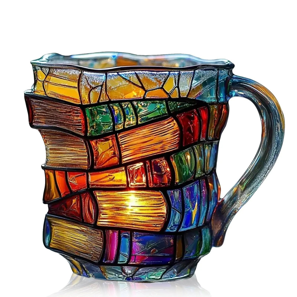 📚 Hand-Painted 3D Book Stack Glass Mug – Cozy Reader Gift, Only 7 Left ☕
