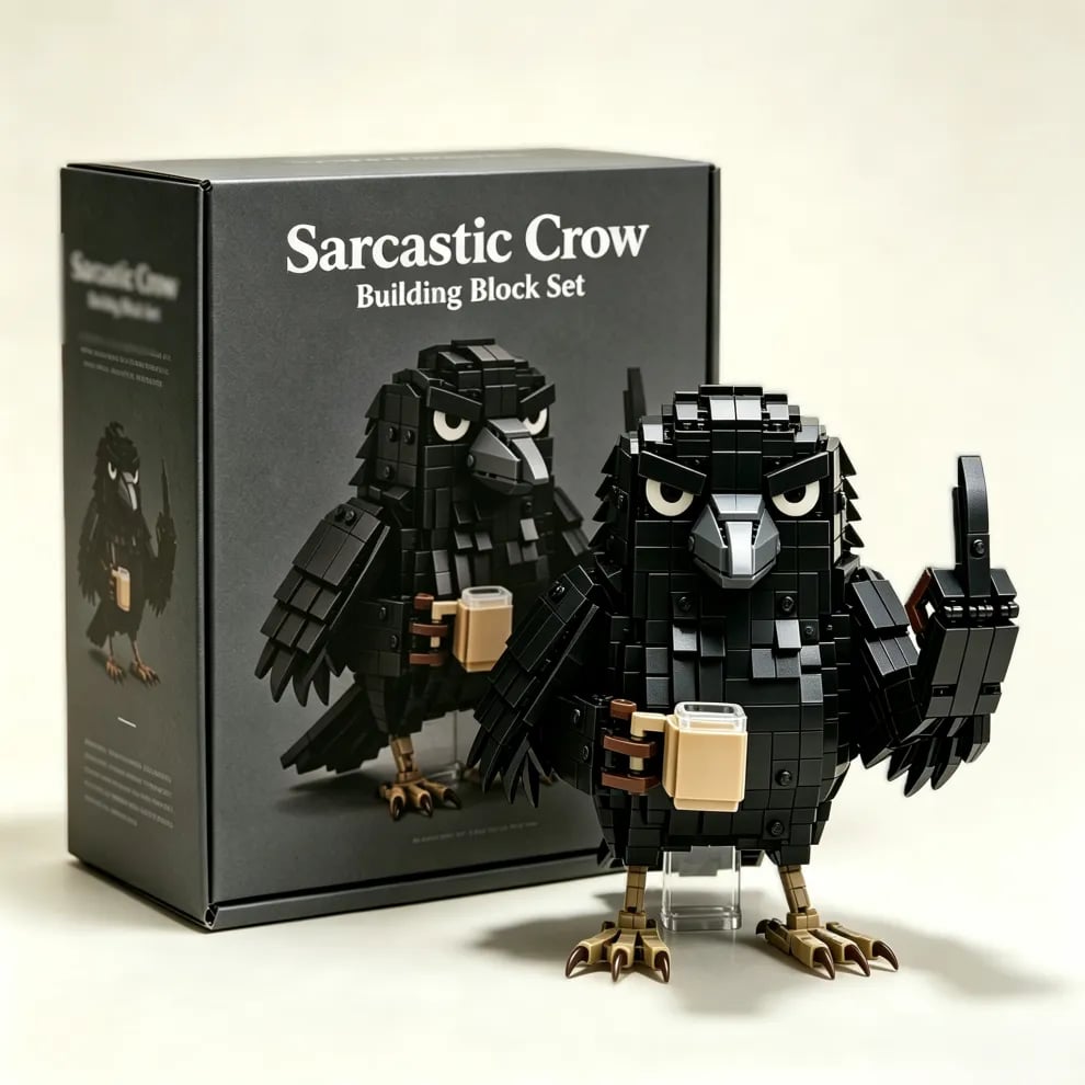 🐦⬛ Sarcastic Coffee Crow™ Building Block Set – Funny Do Not Disturb Desk Decor