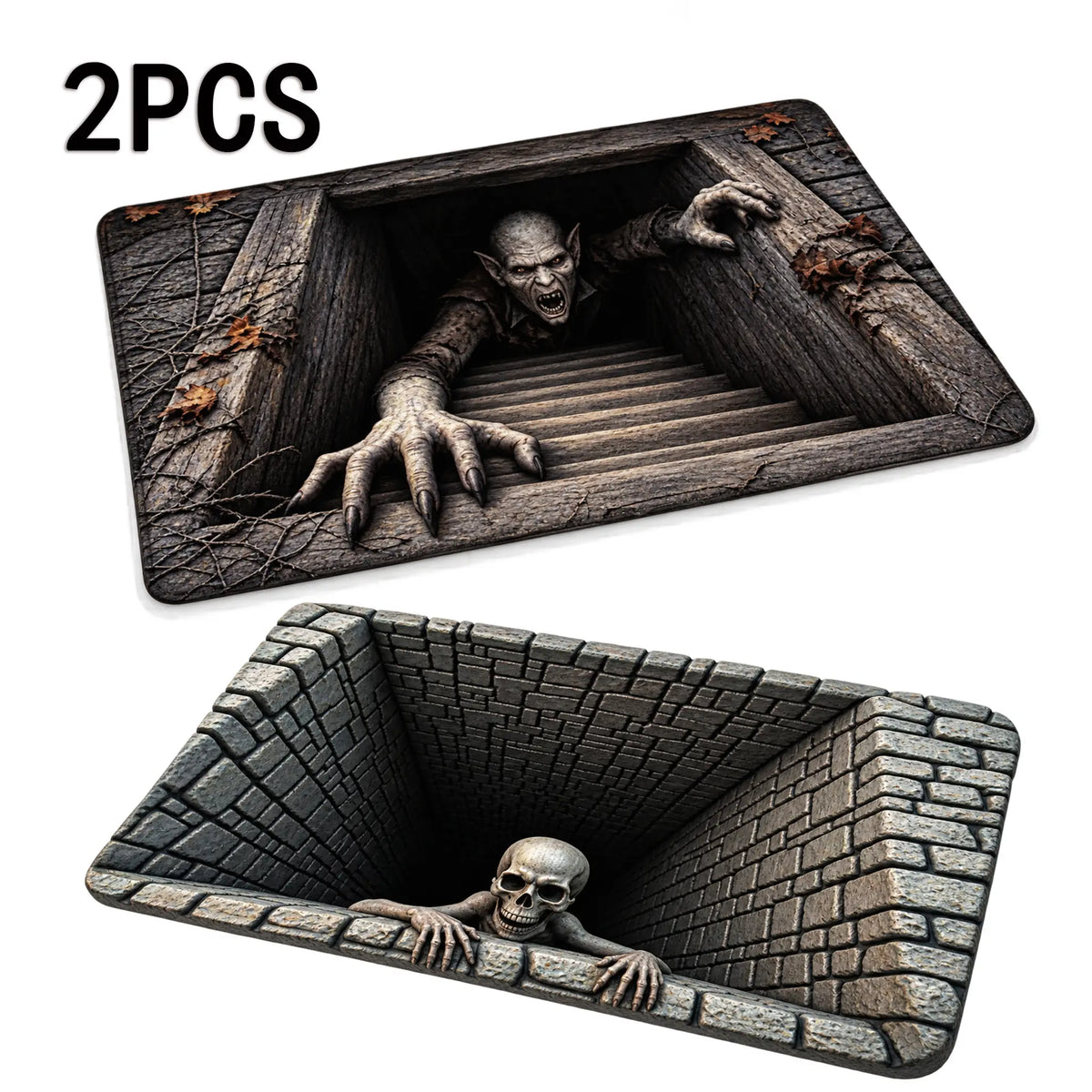 ππ Halloween Front Door Mat β Festive 3D Visual Skull & Clown Horror Rug