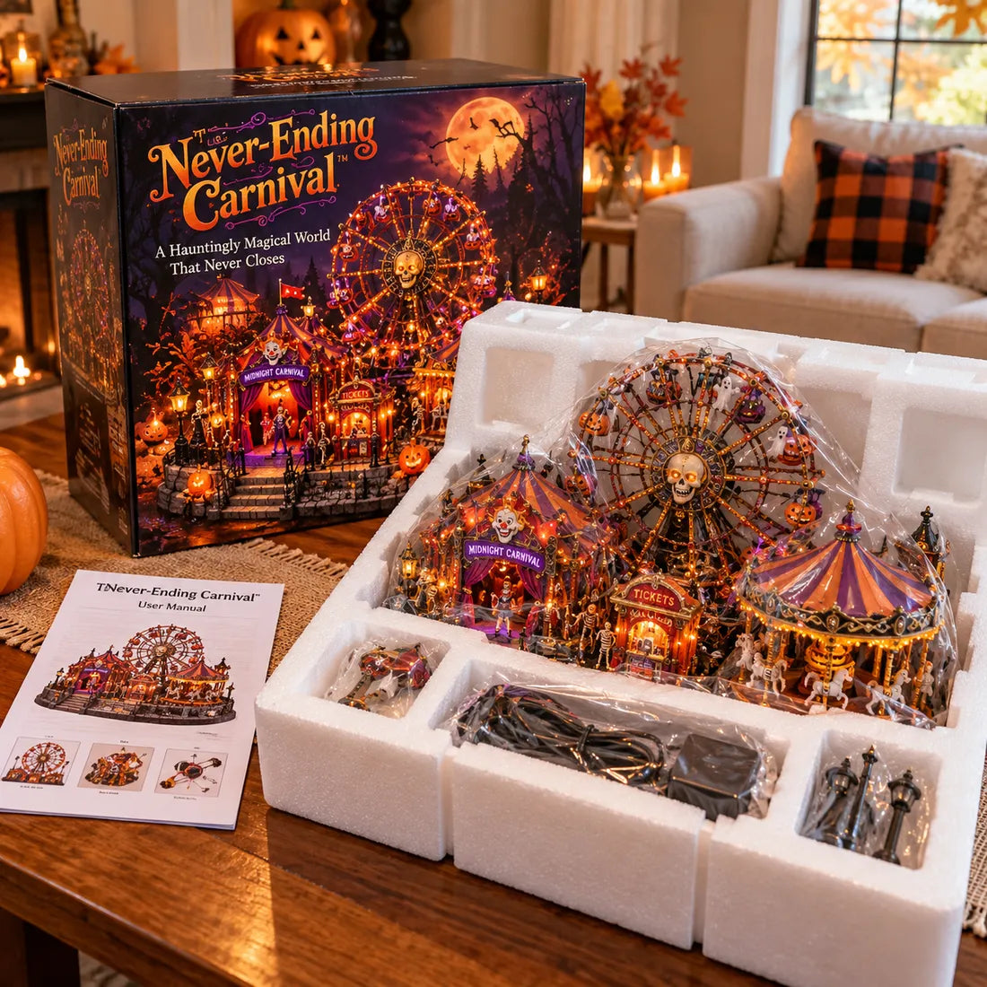 ๐๐ปHaunted Halloween Wonderland โ Light-Up Ghost Train Village & Spooky Carnival Display