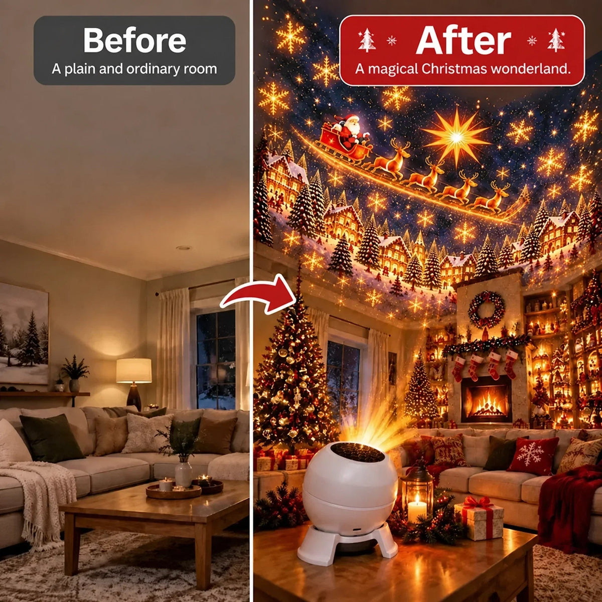 🔥HOT SALE 49% OFF -🎄 Magical Christmas Projection Night Light – Transform Any Room Into A Holiday Wonderland