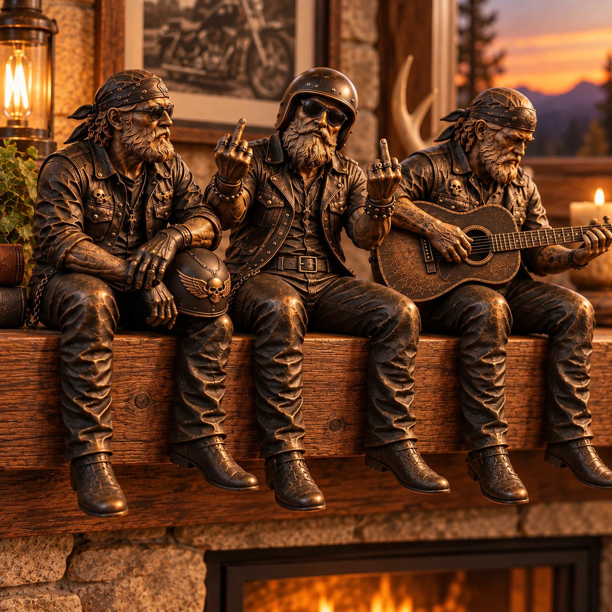 Old Biker Soul Shelf Sitter Collection β Rustic Motorcycle Rider Figurines For Men