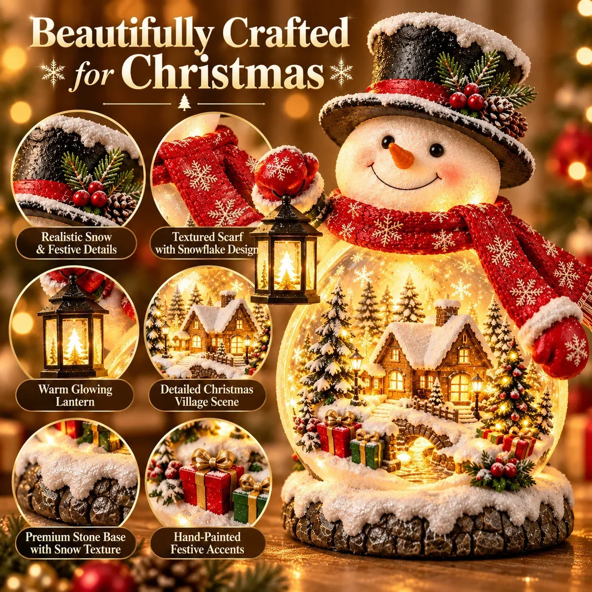 โ Light-Up Christmas Snowman Village โ Cozy Holiday Tabletop Decor ๐โจ