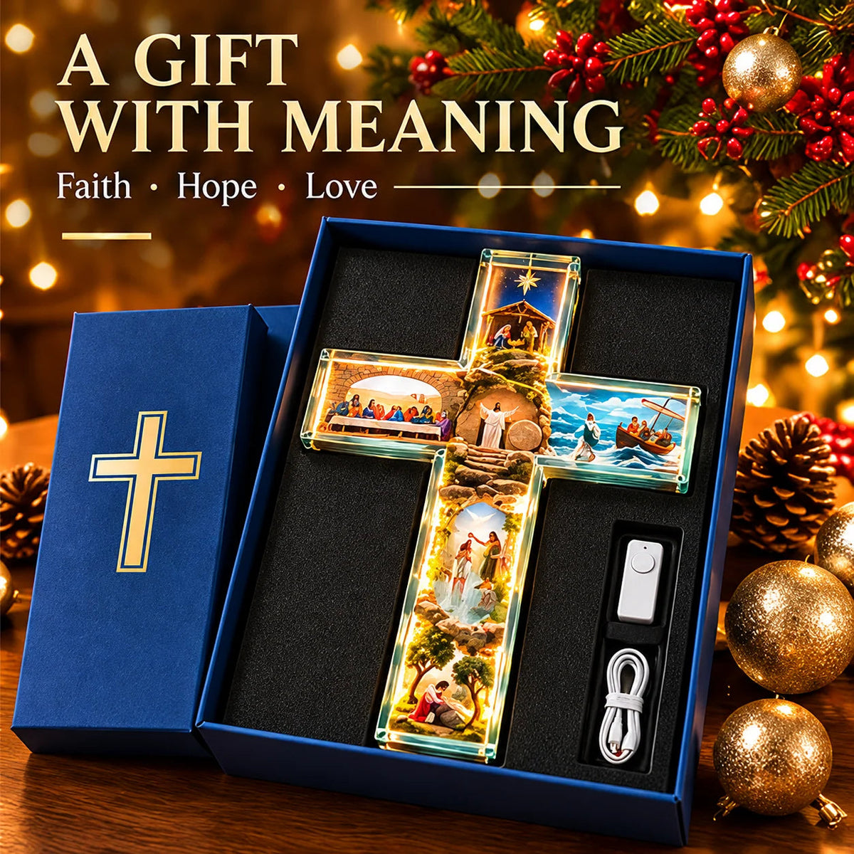 ππ The Story of Jesus LED Cross Lamp βοΈβ¨ 6 Biblical Scenes & Meaningful Christian Gift
