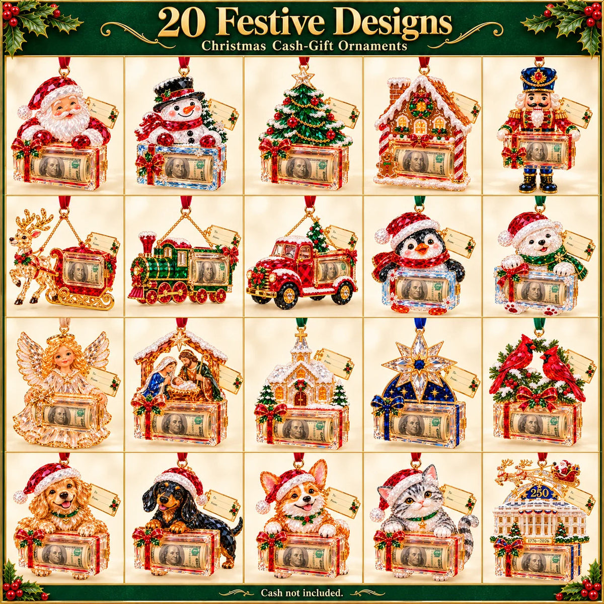 ๐ Christmas Cash Gift Ornament | 20 Crystal-Style Designs with Money Holder & Gift Tag ๐