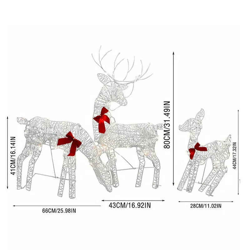 ๐ฅ2027 Debut release|LED Christmas Reindeer Set with Bow โ Decorative Reindeer Family for Indoor and Outdoor