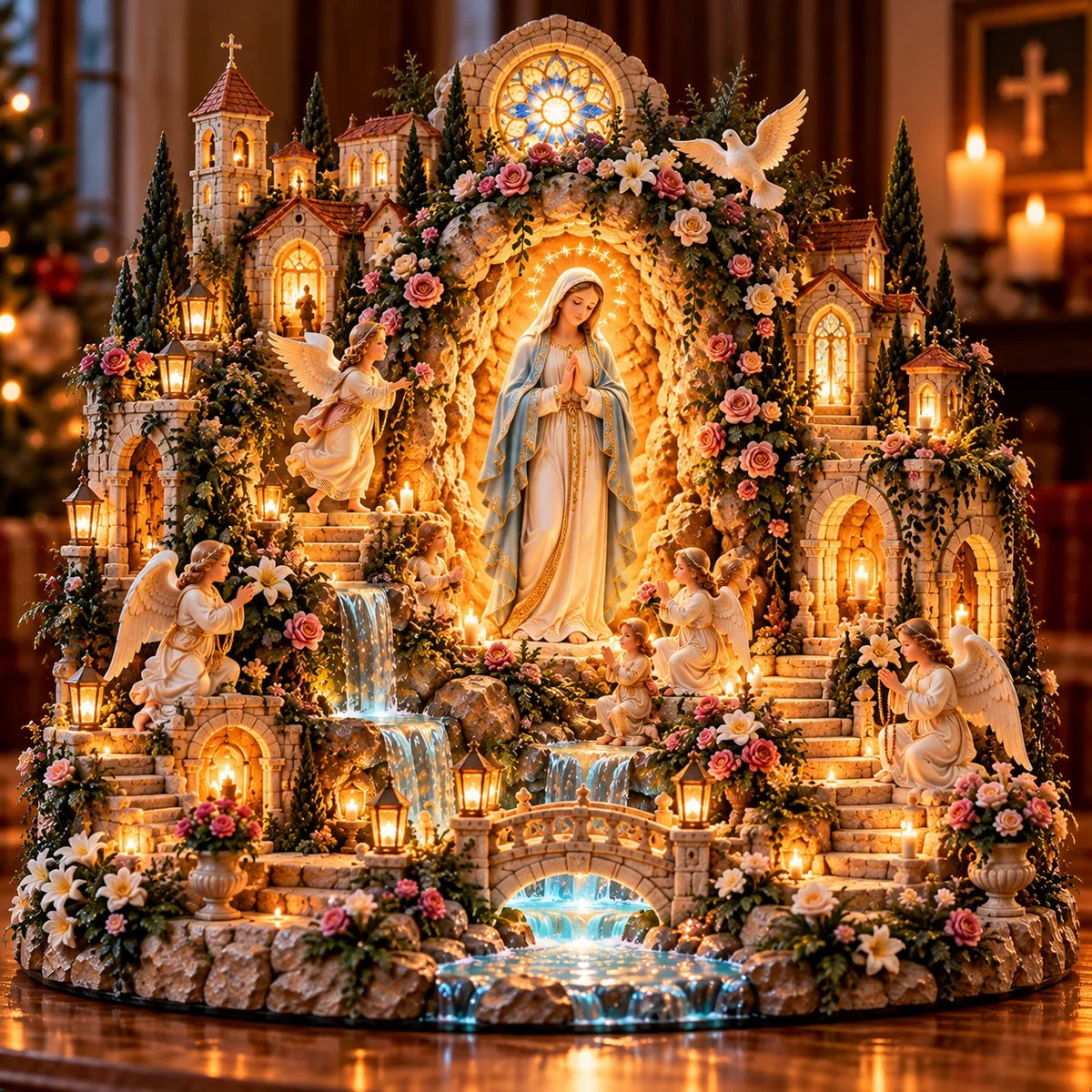 🌹 A Mother's Love, A Light of Grace ✨ Virgin Mary LED Sanctuary – Faith, Hope & Everlasting Love