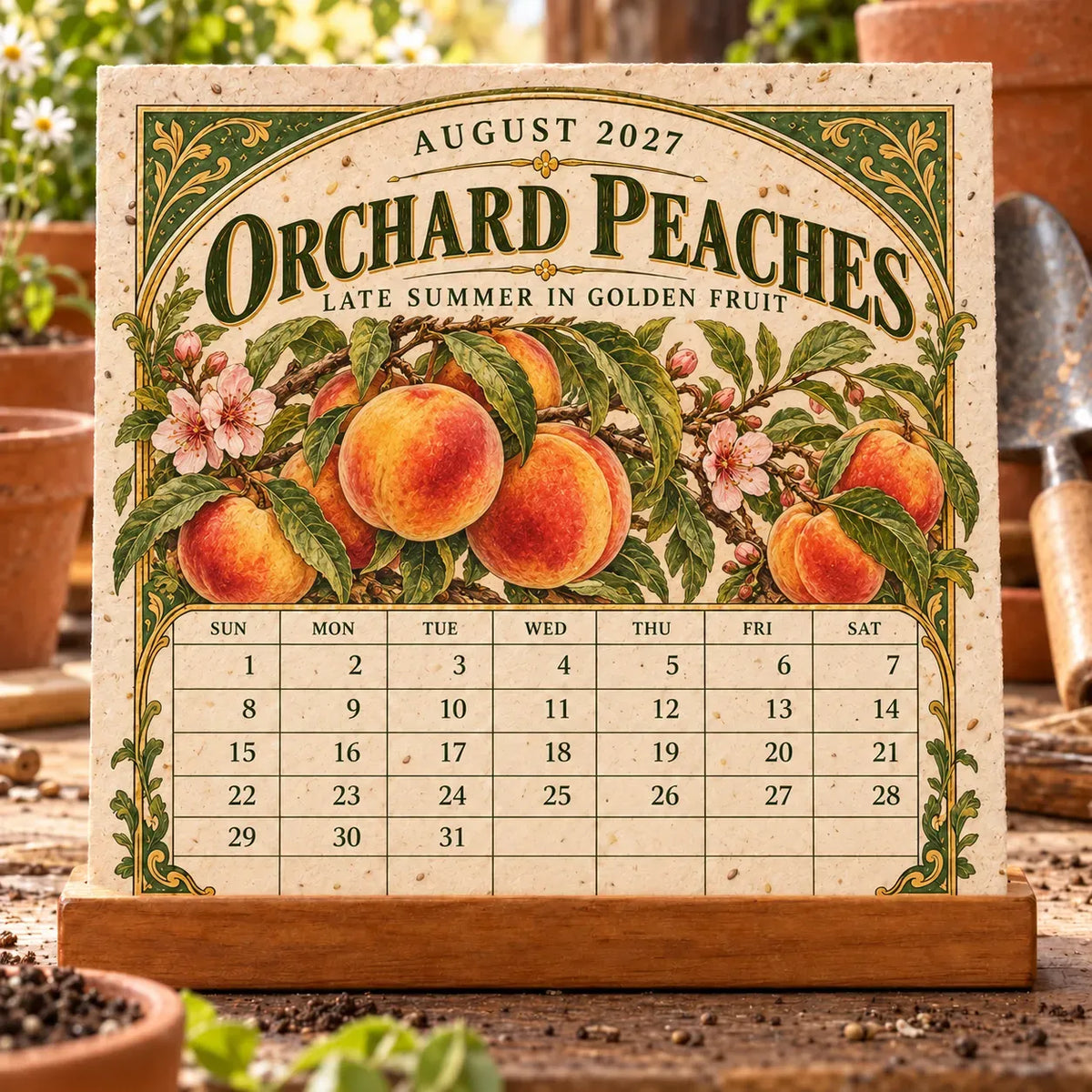 🌱 2027 Heirloom Garden Plantable Seed Calendar | 12 Plantable Months with Vintage Botanical Art & Wooden Stand 🌼