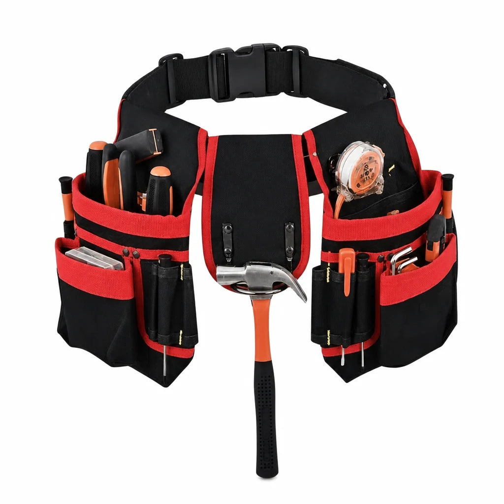👷🛠️ Adjustable Tool Waist Bag – Multi-Pocket Work Belt with Magnetic Screw Holder, Reinforced Stitching & Quick-Release Buckle ⚡