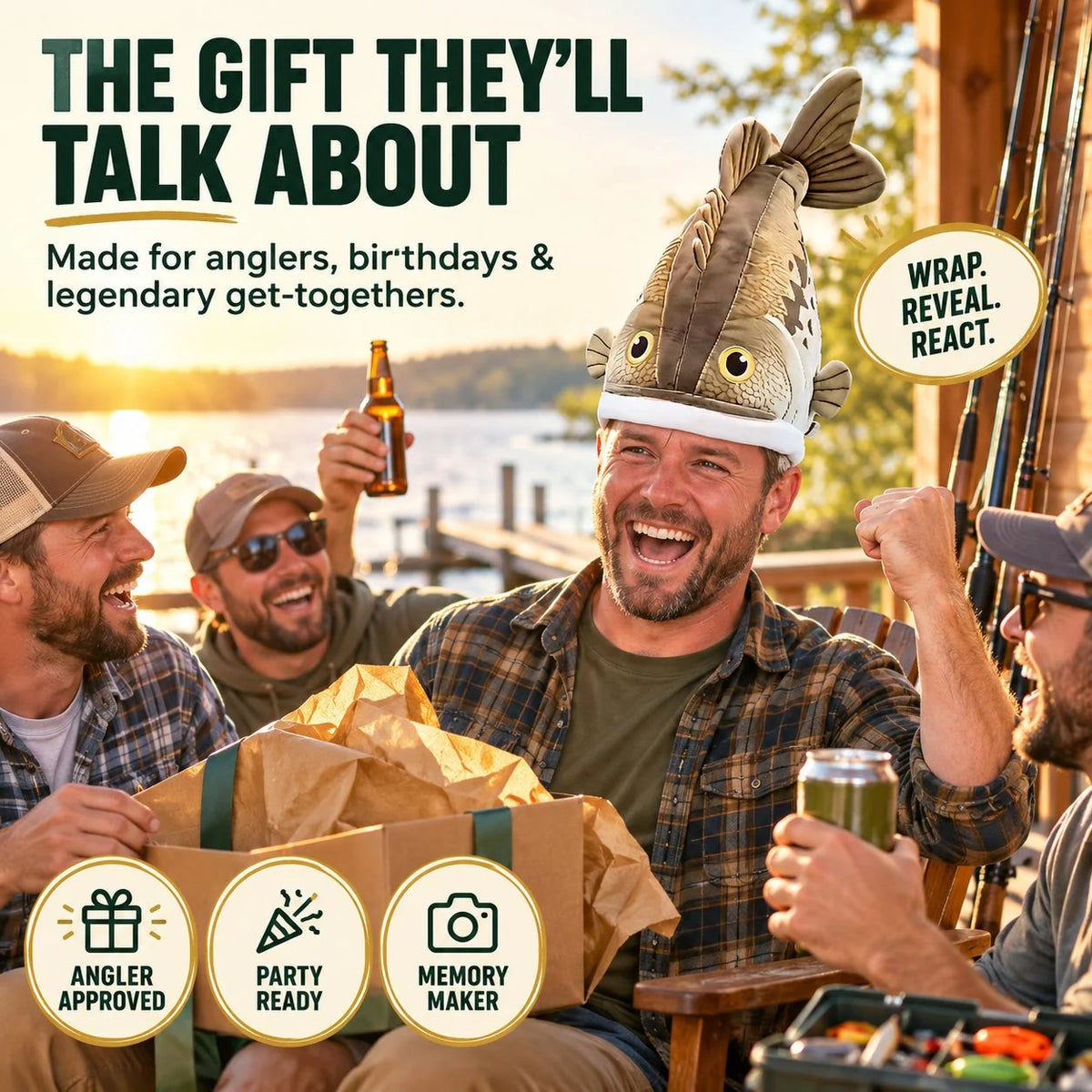 ๐Funny 3D Fish Hat โ Funny Fishing Gift for Anglers, Lake Days & Parties