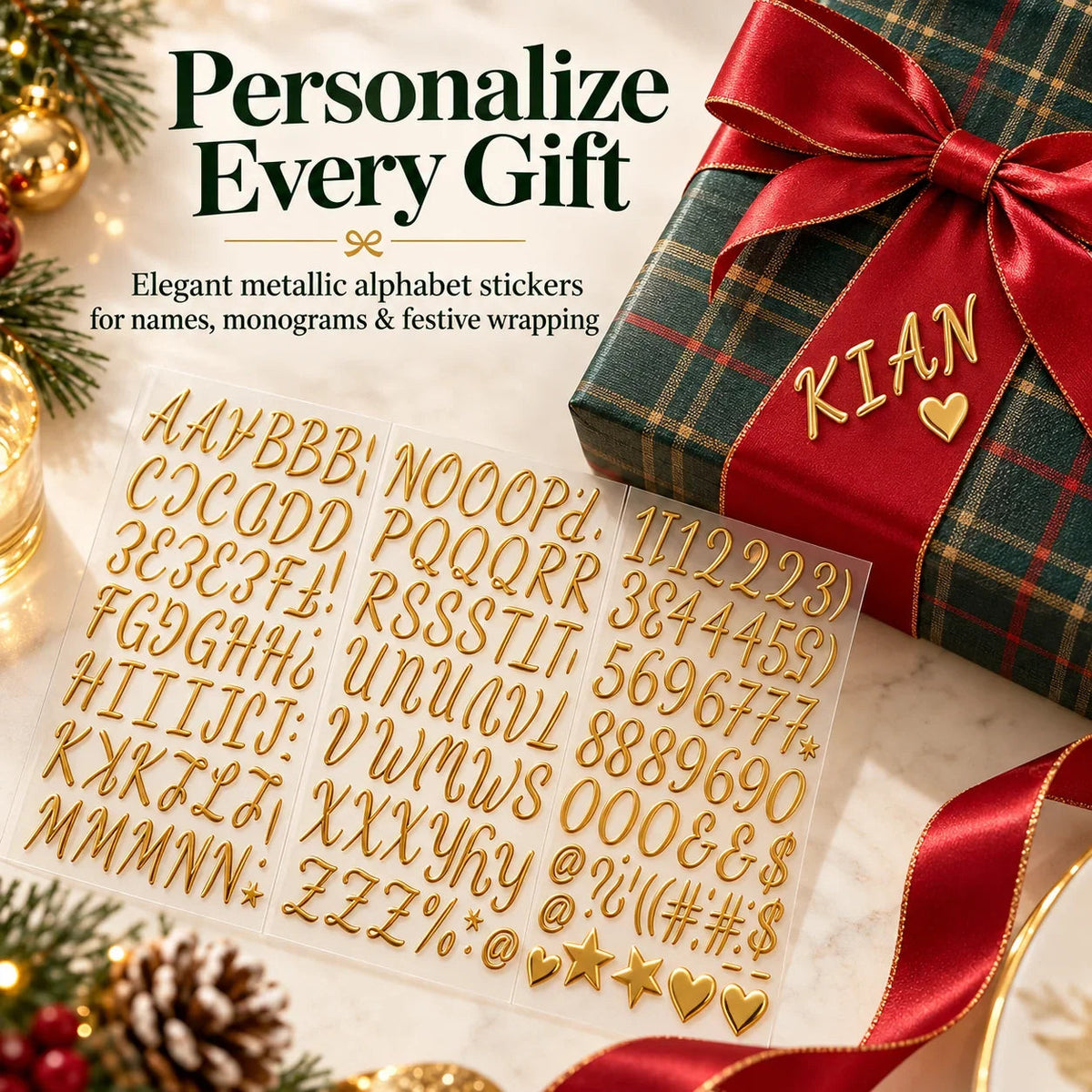 ๐โจ 3D Metallic Alphabet Stickers โ Raised Letter, Number & Symbol Decals for Personalized Gifts, Cards & DIY Crafts ๐๐ | 5 Colors
