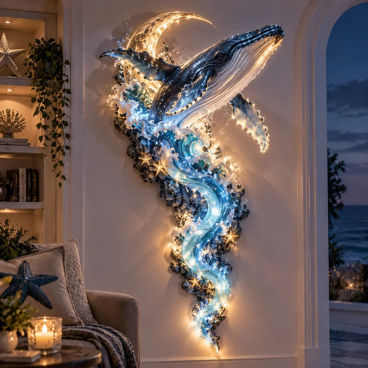 ⏰Limited Stock 50% OFF - 🌊✨ Enchanted Ocean Legends Lighted Wall Décor Collection 🐋🧜♀️