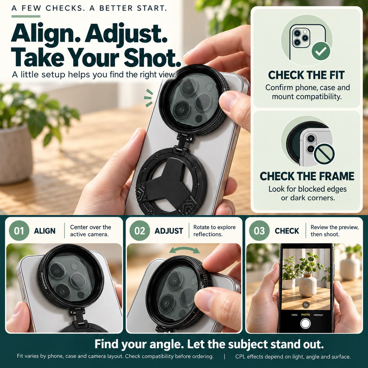 🔥LAST DAY 49% OFF -📸 52mm Magnetic CPL Phone Filter – Reduce Reflections, Rotate Your View & Flip Away