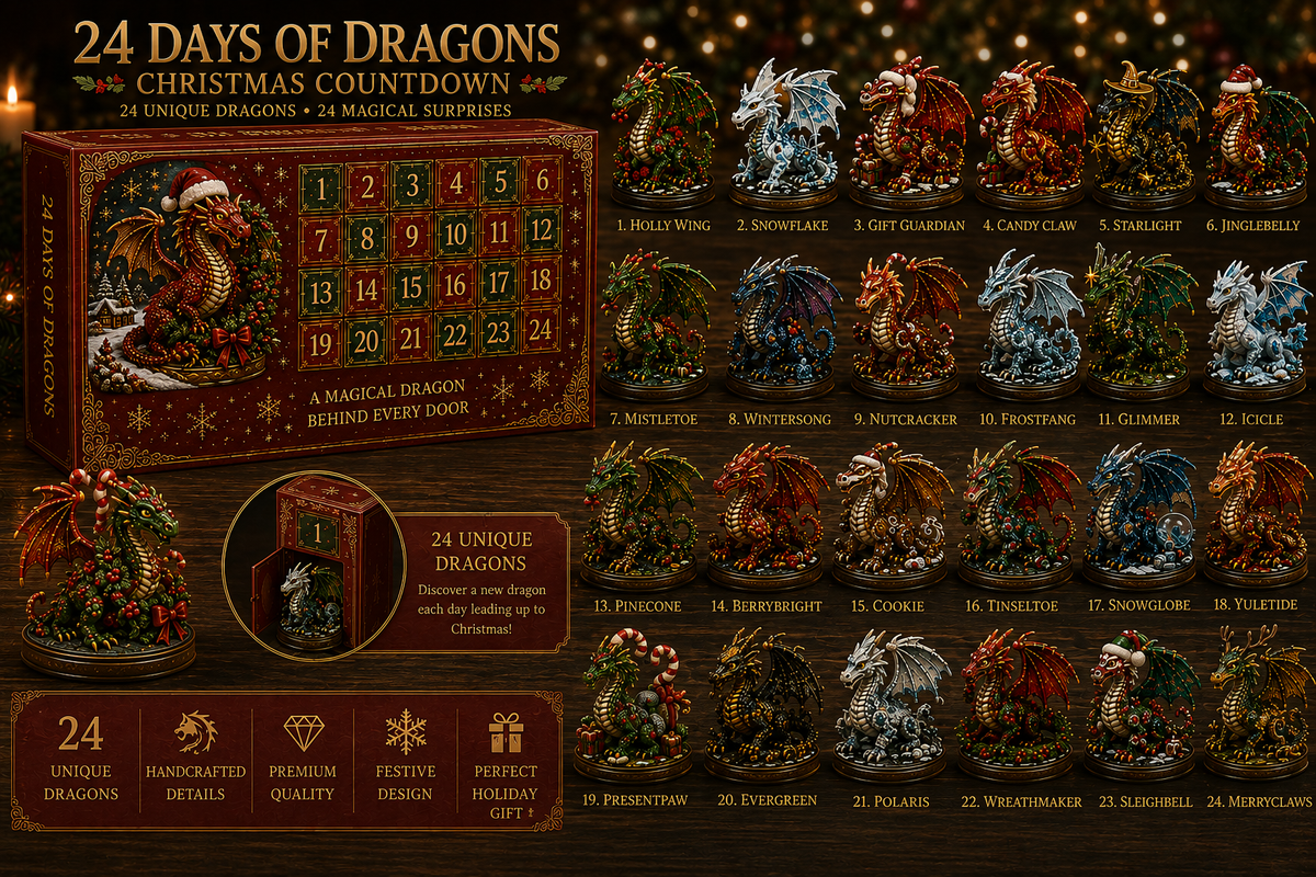 π 24 Days of Dragons Advent Calendar β 24 Unique Dragons, 24 Magical Christmas Surprises πβ¨