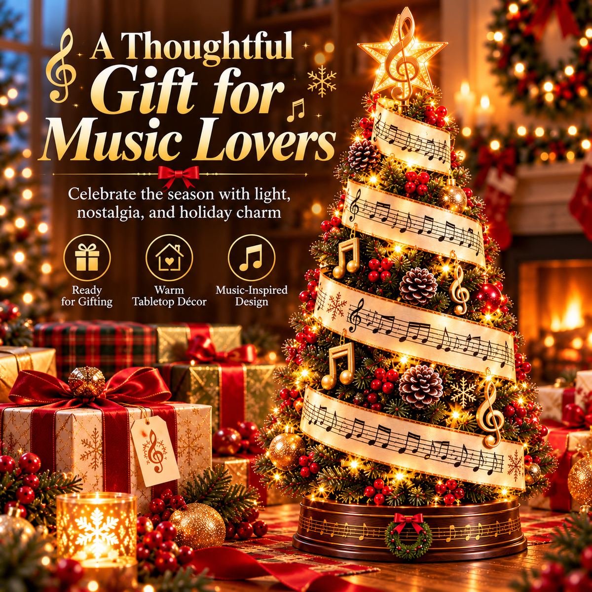πΌπ Sheet Music Christmas Tree Light β Lighted Holiday Tree for Music Lovers