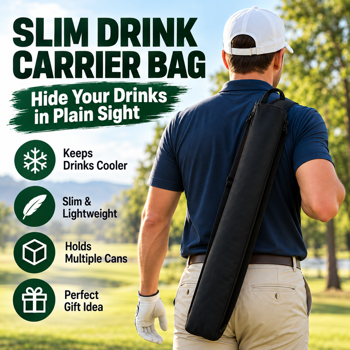 πΊ Slim Drink Cooler Sleeve β Long Portable Beverage Carrier for Golf, Camping & Outdoor Days