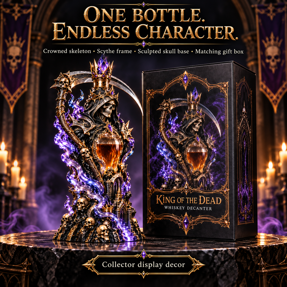 ๐๐ King of the Dead Grim Reaper Whiskey Decanter