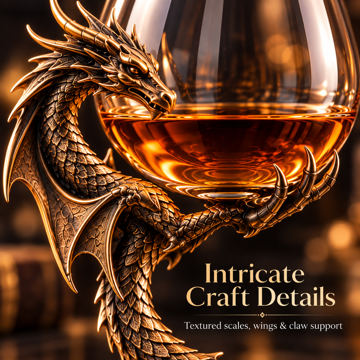 š Dragonās Embrace⢠ā Sculptural Brandy Glass with Dragon Claw Stand