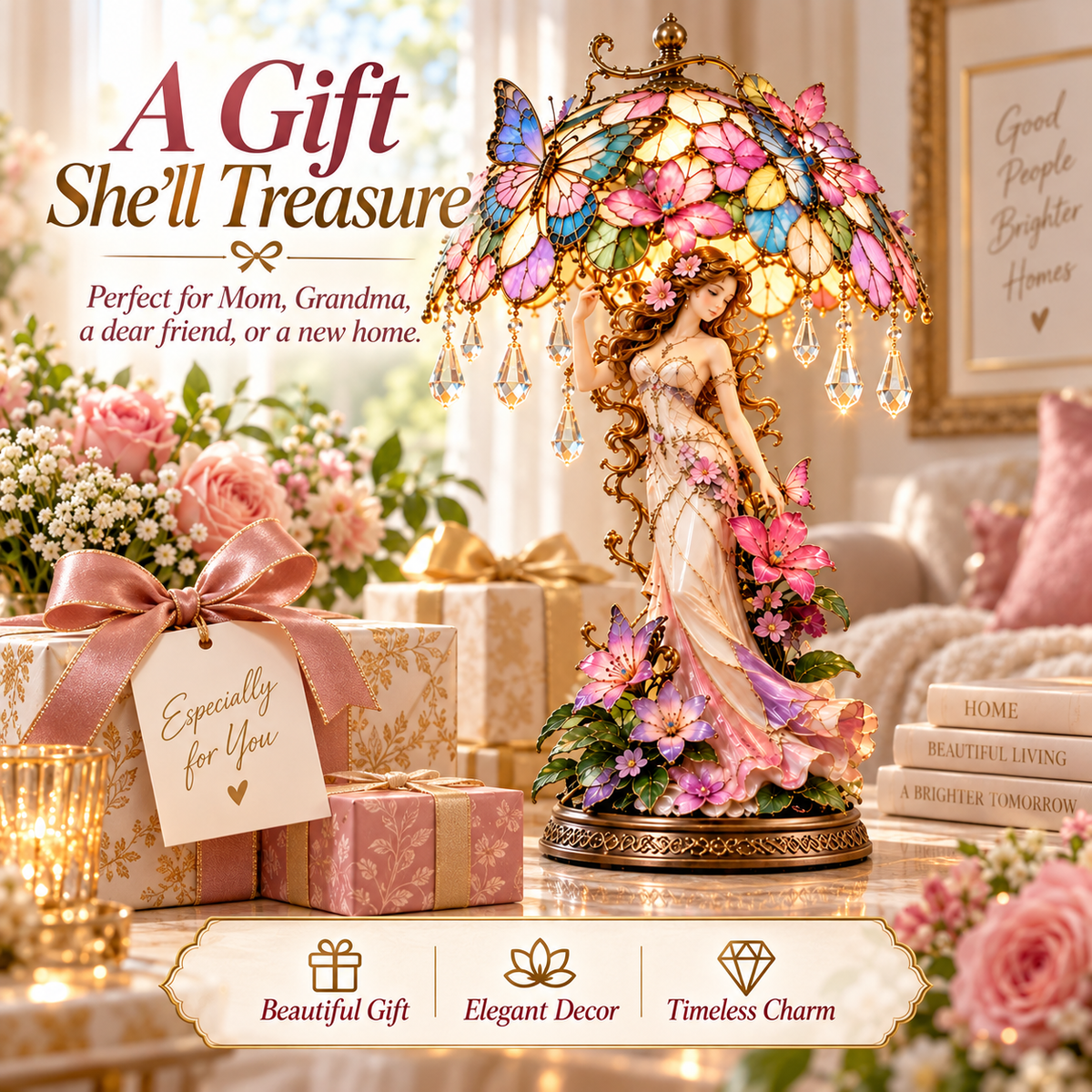 π₯ Last Day 49% OFFπ¦ Butterfly Blossom Glow β Illuminated Floral Fairy Table Lamp