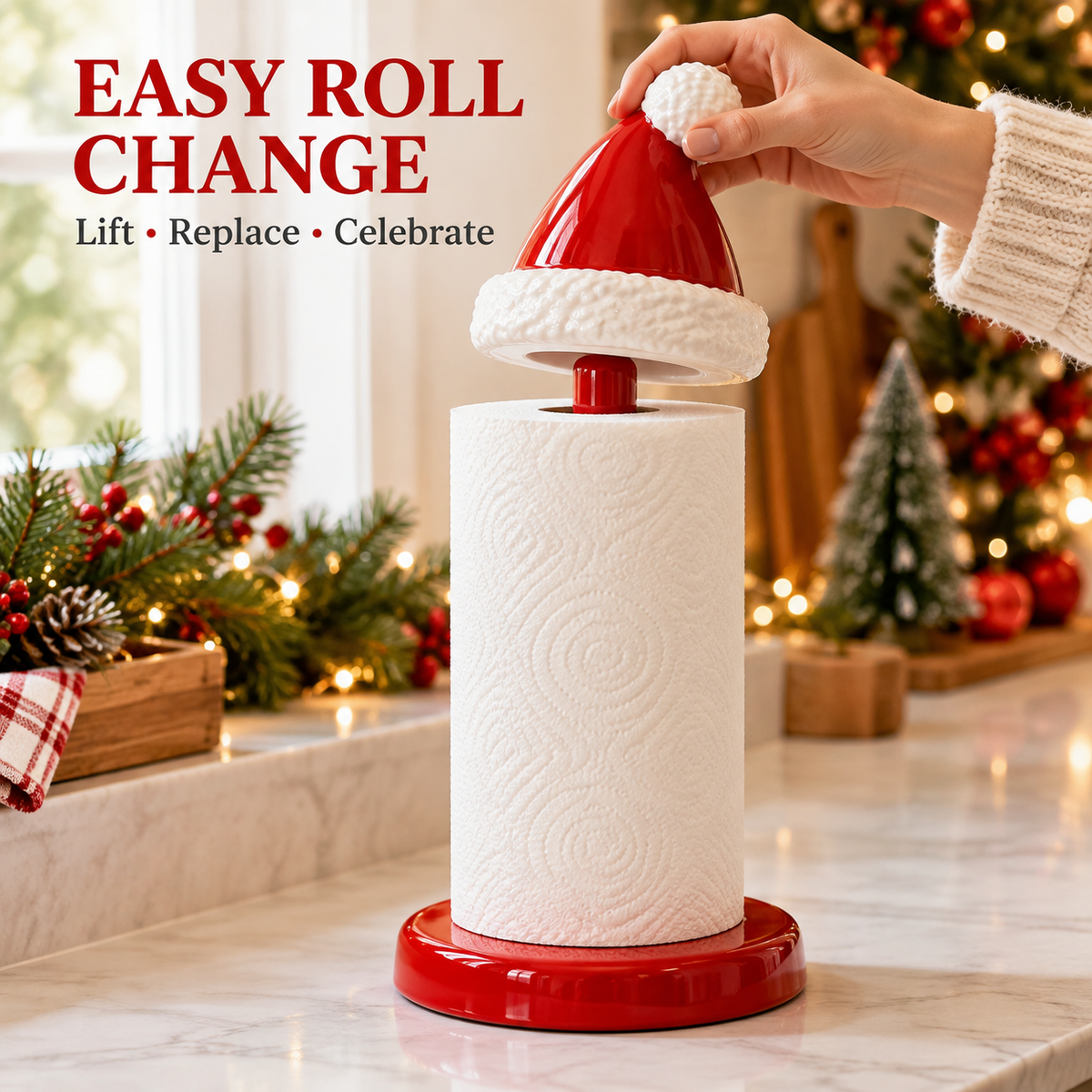 ๐
Santa Hat Christmas Paper Towel Holder | Festive Holiday Kitchen Decor ๐