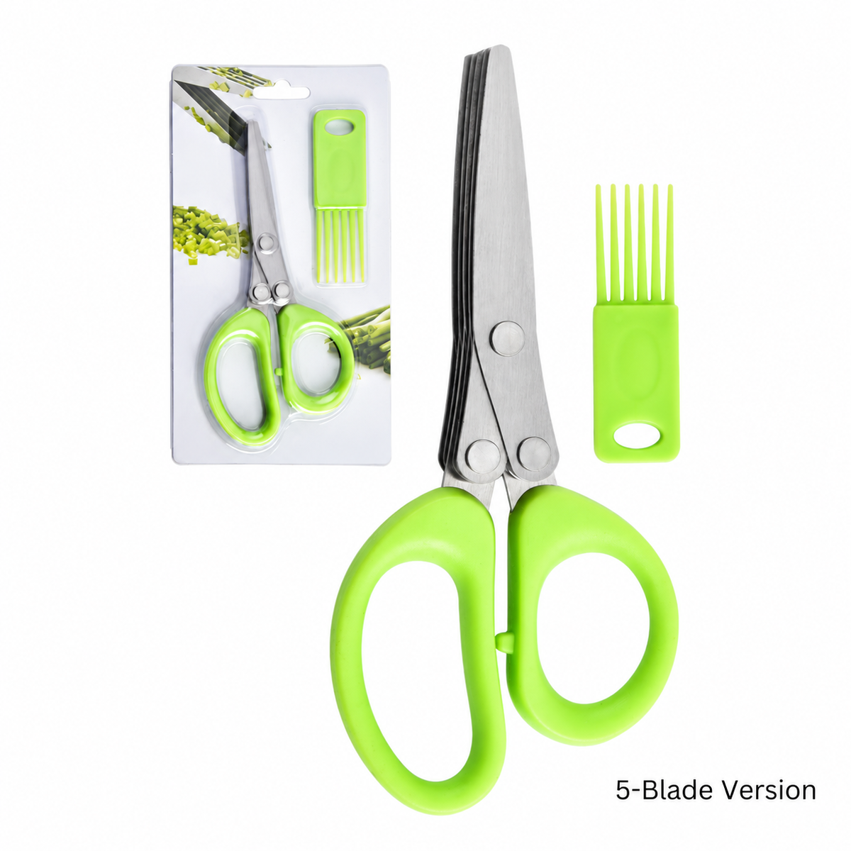 ✀Stainless Steel 5 Blades Scallion Cutter Scissors