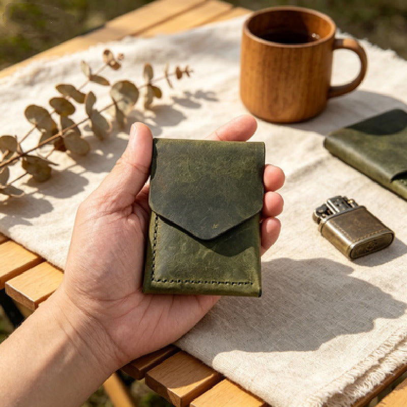 💳Handmade genuine leather wallet – Slim Magnetic Card & Cash Holder for Men