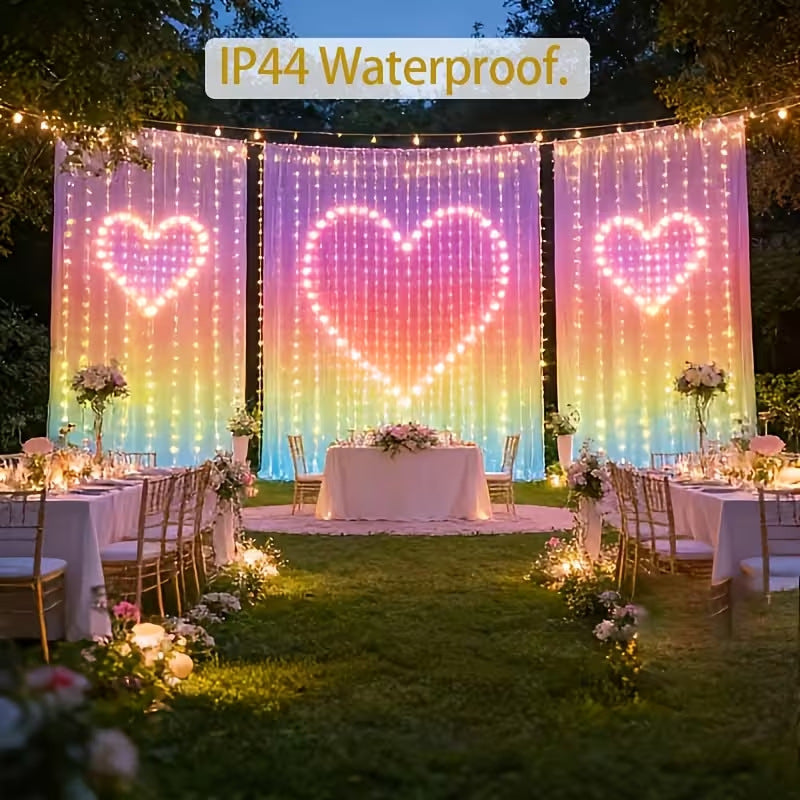 🎅 Smart RGB Pixel Curtain Lights – App-Controlled Animated Holiday Display for Balcony & Window Decor-1.6m*1.6m