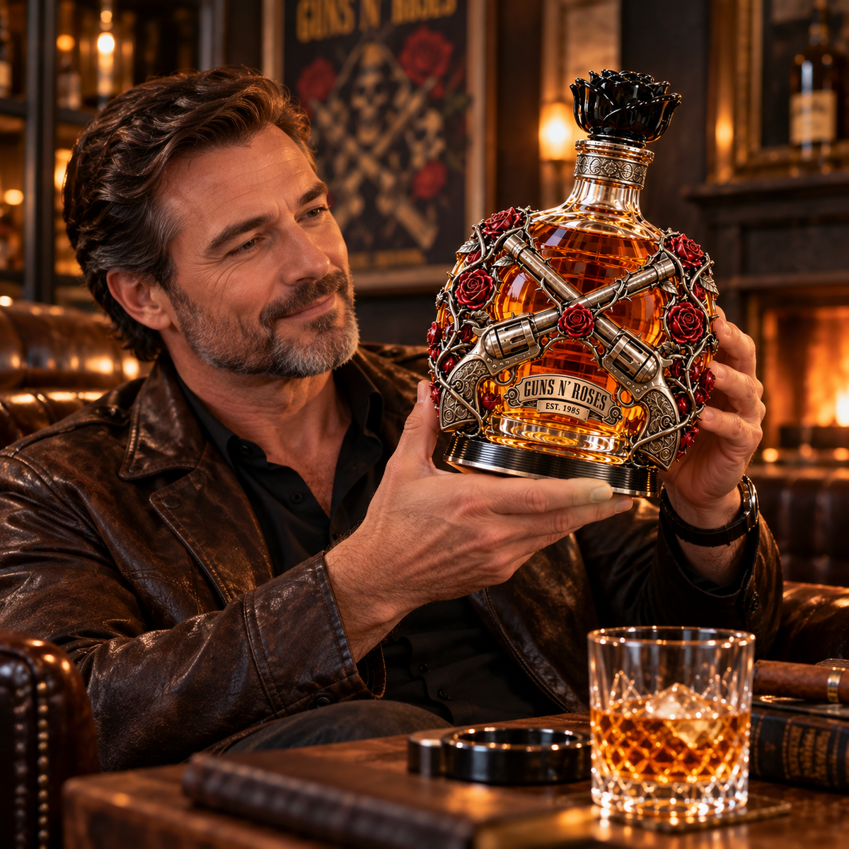 ๐น Roses & Rebellion Whiskey Decanter โ For the Music That Never Gets Old