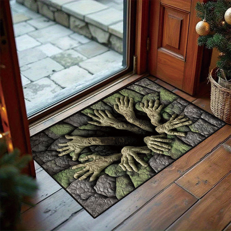 🏠3D Halloween Optical Illusion Door Mat – Spooky Non-Slip Entryway Rug