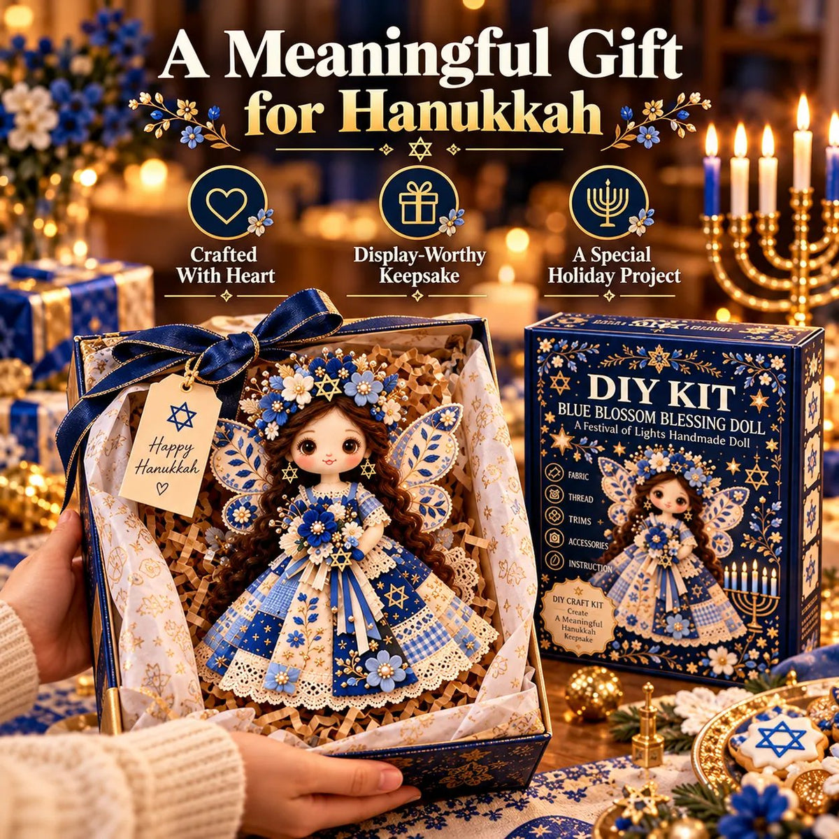ππ§΅ Hanukkah DIY Patchwork Doll Kit β Handmade Festival of Lights Keepsake